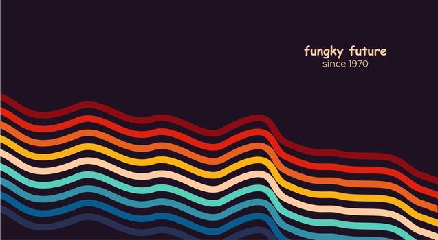 Abstract 1970's background design in futuristic retro style with colorful lines. Vector illustration.