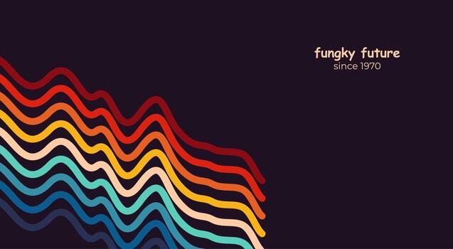 Abstract 1970's background design in futuristic retro style with colorful lines. Vector illustration.