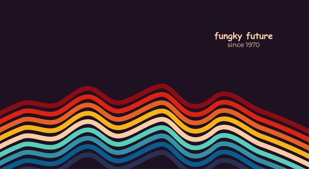 Abstract 1970's background design in futuristic retro style with colorful lines. Vector illustration.