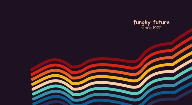 Abstract 1970's background design in futuristic retro style with colorful lines. Vector illustration.