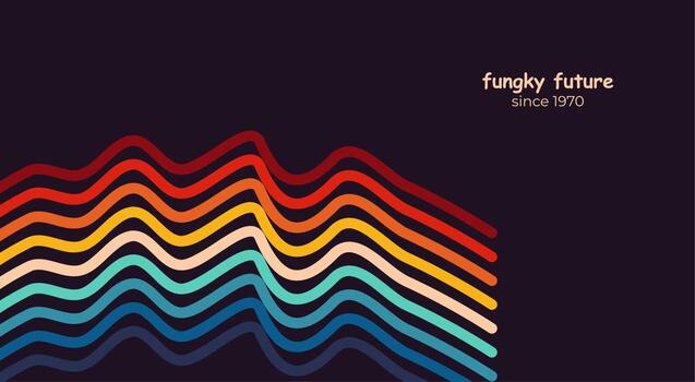 Abstract 1970's background design in futuristic retro style with colorful lines. Vector illustration.