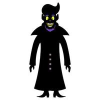 Vampire. Silhouette. Vector illustration. Halloween symbol. Count Dracula. Stylish haircut. Fabulous character. All Saints' Day. Angry grin. Isolated white background.