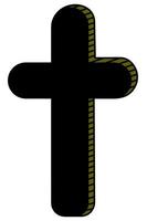 Cross. A silhouette with a golden sheen. Gloomy grave in the cemetery. Religious memorial to memory. Halloween symbol. Decoration for All Saints vector