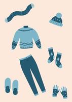 Autumn cozy clothes in flat style vector