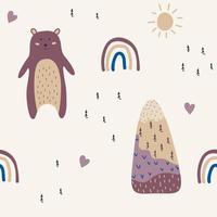 bear and mountains vector