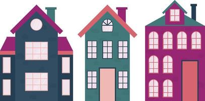 set of colorful modern houses vector