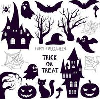 set of halloween elements vector