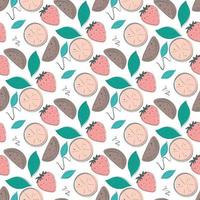 colorful summer seamless pattern with fruits and leaves vector