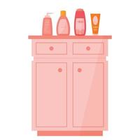 pink commode with cosmetics vector