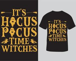 es hocus pocus tiempo brujas halloween tipografía vector camiseta diseño pro descargar