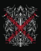 Abstract vector artwork illustration with a red cross symbol in the middle