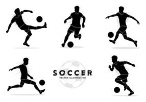 Silhouettes collection of professional football players isolated on white background vector