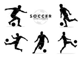 Silhouettes collection of football players isolated on a white background. Vector illustration