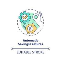 Automatic savings features concept icon. Regular withdrawing. Financial accounts type abstract idea thin line illustration. Isolated outline drawing. Editable stroke. vector