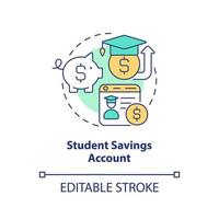 Student savings account concept icon. Money storage. Financial management abstract idea thin line illustration. Isolated outline drawing. Editable stroke. vector