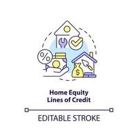 Home equity lines of credit concept icon. Building repair and improvement. Loans type abstract idea thin line illustration. Isolated outline drawing. Editable stroke. vector