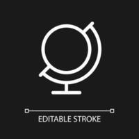 Earth ball globe pixel perfect white linear ui icon for dark theme. Geography lesson. Vector line pictogram. Isolated user interface symbol for night mode. Editable stroke.