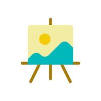 Easel stand for art class flat color ui icon. Painting course. Art reproductions exhibition. Simple filled element for mobile app. Colorful solid pictogram. Vector isolated RGB illustration