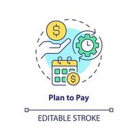 Plan to pay concept icon. Expenses management. Saving for college tip abstract idea thin line illustration. Isolated outline drawing. Editable stroke. vector