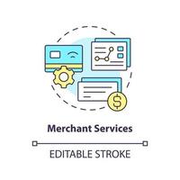 Merchant services concept icon. Credit card processing. Business banking abstract idea thin line illustration. Isolated outline drawing. Editable stroke. vector