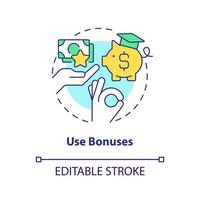 Use bonuses concept icon. Alternative financial sources. Tip for saving for college abstract idea thin line illustration. Isolated outline drawing. Editable stroke. vector