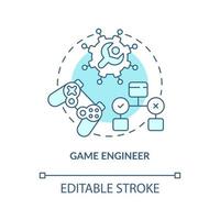 Game engineer turquoise concept icon. Entertainment field. Software developer path abstract idea thin line illustration. Isolated outline drawing. Editable stroke. vector