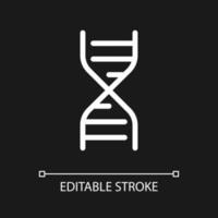 DNA structure pixel perfect white linear ui icon for dark theme. Biology course. Genetics. Vector line pictogram. Isolated user interface symbol for night mode. Editable stroke.