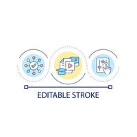 Virtual learning environment loop concept icon. Using multimedia tools for education abstract idea thin line illustration. Process control. Isolated outline drawing. Editable stroke. vector