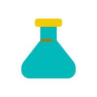 Erlenmeyer flask flat color ui icon. Chemistry glassware. Lab equipment. Collecting chemicals. Simple filled element for mobile app. Colorful solid pictogram. Vector isolated RGB illustration