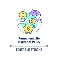 Permanent life insurance policy concept icon. Way to save for college abstract idea thin line illustration. Isolated outline drawing. Editable stroke. vector