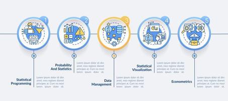 plantilla de infografía de círculo de habilidades de analista de datos. visualización de datos de profesión con 5 pasos. gráfico de información de línea de tiempo editable. diseño de flujo de trabajo con iconos de línea. vector