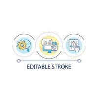 Computer system management loop concept icon. Processes monitoring and control abstract idea thin line illustration. Technical service. Isolated outline drawing. Editable stroke. vector