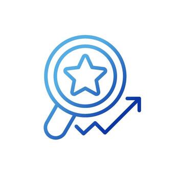 Searching for trends pixel perfect gradient linear vector icon. Trending topics and keywords. SEO strategy. Thin line color symbol. Modern style pictogram.