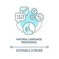 Natural language processing turquoise concept icon. Machine learning engineer skill abstract idea thin line illustration. Isolated outline drawing. Editable stroke. vector