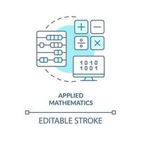 icono de concepto turquesa de matemáticas aplicadas. ingeniero de aprendizaje automático habilidad idea abstracta ilustración de línea delgada. dibujo de contorno aislado. trazo editable. vector