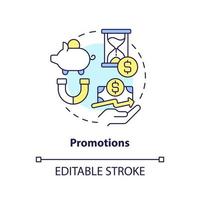 Promotions concept icon. Customers engagement campaign. Savings account abstract idea thin line illustration. Isolated outline drawing. Editable stroke. vector