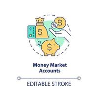 Money market accounts concept icon. Investment and profit. Saving plan type abstract idea thin line illustration. Isolated outline drawing. Editable stroke. vector