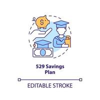 State run savings plan concept icon. Account type for college payments abstract idea thin line illustration. Isolated outline drawing. Editable stroke. vector