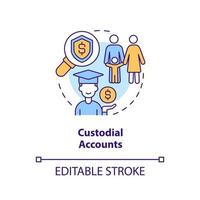 Custodial accounts concept icon. Account type for college savings abstract idea thin line illustration. Isolated outline drawing. Editable stroke. vector