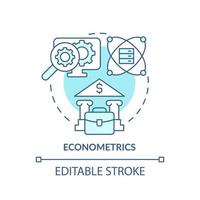 Econometrics turquoise concept icon. Financial predictions. Data analyst skill abstract idea thin line illustration. Isolated outline drawing. Editable stroke. vector