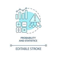 Probability and statistics turquoise concept icon. Data analyst skill abstract idea thin line illustration. Isolated outline drawing. Editable stroke. vector