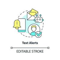 Text alerts concept icon. Automatic notification. Digitization banking abstract idea thin line illustration. Isolated outline drawing. Editable stroke. vector