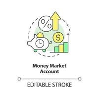 Money market account concept icon. High rates savings. Banking product abstract idea thin line illustration. Isolated outline drawing. Editable stroke. vector