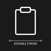 Blank tablet pixel perfect white linear ui icon for dark theme. Stationery. Paper notebook. Vector line pictogram. Isolated user interface symbol for night mode. Editable stroke.