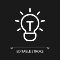 Brilliant idea pixel perfect white linear ui icon for dark theme. Creative thinking. Vector line pictogram. Isolated user interface symbol for night mode. Editable stroke.