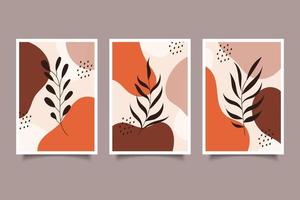 hand draw abstract boho botanical with organic shapes wall decoration vector