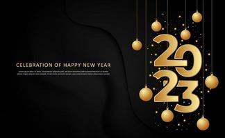 2023 happy new year gold celebration design background vector