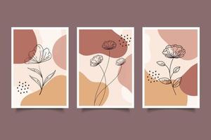 modern floral line art with organic shapes for wall decoration,continuous line flower vector