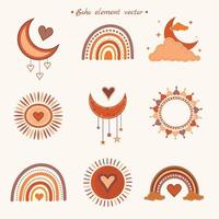 Hand draw boho element design collection vector