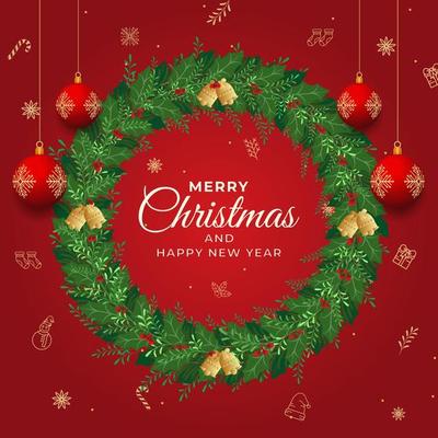 christmas wreath celebration design illustration
